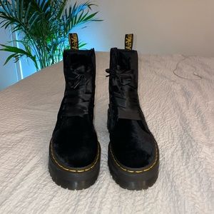 Platform size 8 velvet Doc Martens with silk laces, worn once just too big